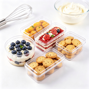Récipient élégant en plastique PS transparent recyclable avec couvercle à fermeture rapide pour fruits, pâtisseries, mousses, tiramisu, gâteaux à étages, desserts - Product Image 6