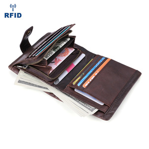 Cartera de Cuero Genuino Dujiang con Múltiples Ranuras para Tarjetas, Protección RFID, Monedero Retro de Piel de Vaca, Unisex, para Uso Diario - Product Image 3