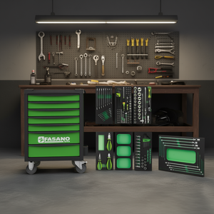 Ensemble d'outils de réparation automobile Fasano Tools 100V/AS224 avec armoire à roulettes et kit complet pour mécaniciens - Product Image 1