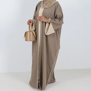 Kaftan de seda caqui para mujer, vestido de lujo con cuello abierto, ropa islámica moderna, logotipo personalizado, suministro listo para el verano - Product Image 6