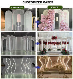 Toile de fond lumineuse de mariage en forme de pétale de fleur évidée en or lisse personnaliser la décoration de scène d'événement pour toile de fond de fête blanche - Product Image 6