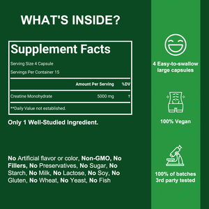 OEM/ODM Natural <b>Creatine</b> <b>Monohydrate</b> Capsules 5g Per Serving Muscle Growth & Mind Support Energy Boost for Adult Athletes - Product Image 6