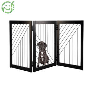 JQ multifonctionnel 3 panneaux pliant de haute qualité bambou portail en bois animaux de compagnie pour chiens et chiots - Product Image 1
