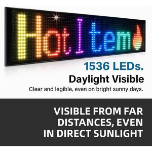 Letrero LED Programable de 24x5 con Control por Aplicación Bluetooth, Adhesivo, Alimentado por USB, Resistente al Agua IP65, para Exhibición en Tiendas Minoristas - Product Image 2