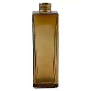 Factory produced 210ml amber rectangular shape aromatherapy perfume screw mouth glass reed diffuser bottle