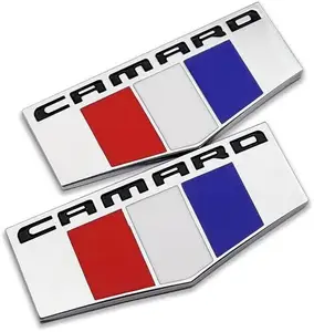 2X Camaro M สัญลักษณ์ 3D ป้ายโลหะด้านหน้าขวาซ้าย Fender สําหรับ Camaro Ss  Zl1 (โครเมี่ยมสีดํา)