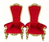 Ensemble de chaises trônes royales de luxe pour mariage, canapé de roi à dossier haut pour cérémonie de mariage