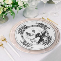 Service de Table de Luxe en Porcelaine Céramique Vintage à Encre Noire Toutes Couleurs Personnalisables Style Italien Porcelaine Fine Vente en Gros