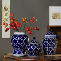 Bleu Blanc Vintage Vase En Céramique De Luxe Nordique Chinois Vintage Ornement pour La Maison Salon Art Déco Hydroponique Fleur