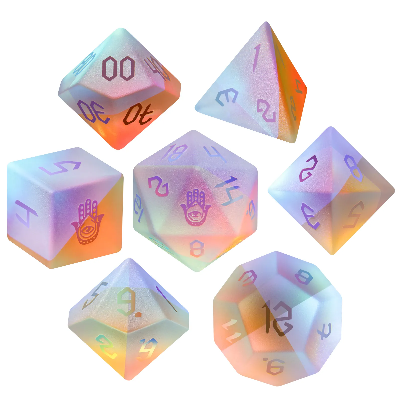 Factory Wholesale Polyhedral 7pcs Gold Font DND Dice Set Custom Resin Dice d&d Game Gaming Dice For RPG Role Playing Table Games