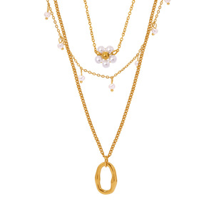 2025 joyería personalizada cadena cruzada Mujeres 18K chapado en oro Acero inoxidable Halloween encantos moda colgante collares collar de perlas - Product Image 6