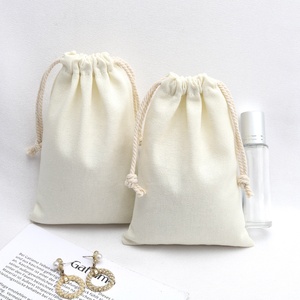 Bolsa de lona de algodón Natural de alta calidad reutilizable regalo personalizado cuidado de la piel cosmético maquillaje bolsa con cordón - Product Image 1