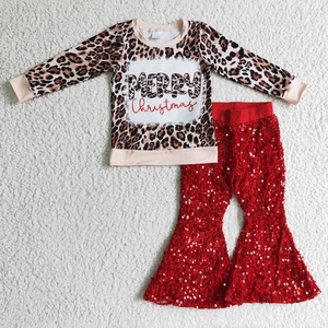 Conjunto Navideño para Niña con Lentejuelas de Leopardo Rojo - Product Image 1