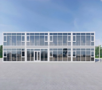 Villa Conteneur Haut de Gamme à Deux Étages avec Mur en Verre, Escalier et Balcon pour Complexes Hôteliers et Bureaux Temporaires