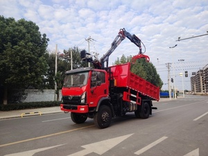 Red Hydraulic Crane Truck With <b>Folding</b> Arm And Grapple <b>Bucket</b> 4x2 Configuration For Material Handling - Product Image 6