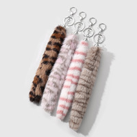 Porte-clés décontracté multicolore à motif léopard dégradé horizontal, mini sac pendentif