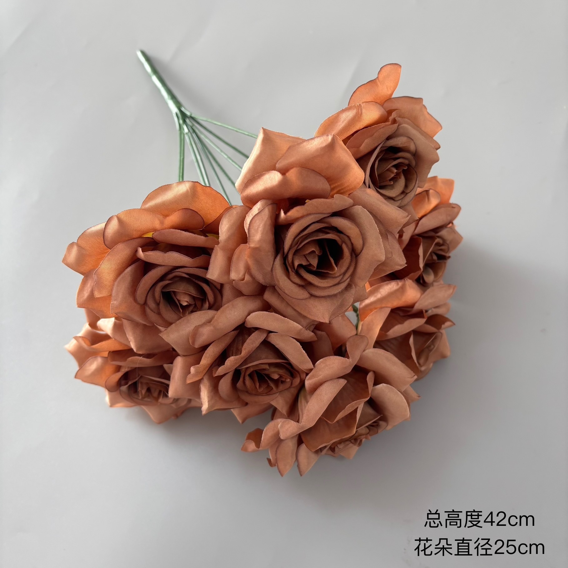 Rose diamant à 9 têtes marron foncé