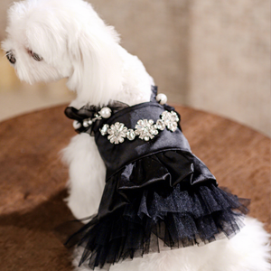 Robe de soirée de luxe pour chiens et chats, noire, avec perles et cristaux, jupe tutu élégante en maille, pour le Nouvel An chinois, vente en gros d'été - Product Image 2