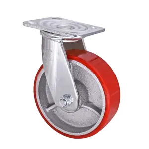 100*50 125*50 Heavy Duty PU on Cast Iron Swivel with brake Caster Wheel for industry factory