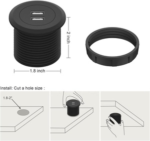45mm <span class=keywords><strong>Mini</strong></span> Bàn điện Grommet Outlet xây dựng trong 2 USB sạc cổng máy tính để bàn Trạm Sạc cho sofa bảng văn phòng nhà - Product Image 4