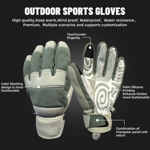 야외 스포츠 장갑 분리형 손가락 유니섹스 OEM 맞춤형 터치스크린 손가락 끝 실리콘 프린팅 컬러 블로킹 겨울용 - Product Image 2