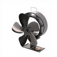 Ventilateur de foyer alimenté par la chaleur, oscillant à large angle de 60 degrés, avec thermomètre intégré, 5 pales