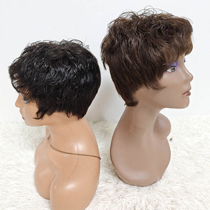 Letsfly Promotion 13$ Silk Base Lace Short <b>Wigs</b> Wholesales 100% Virgin Remy Human Hair Natural <b>Pixie</b> Cut <b>Wigs</b> - Product Image 4