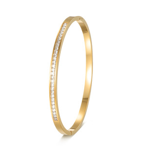 <b>Cross</b>-border European and American fashion diamond-encrusted titanium steel zircon bracelet women's retro stainless steel - Product Image 6