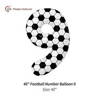 Ballon en feuille d'aluminium de 40 pouces à motif de football, chiffres 0-9, ballon en Mylar, décoration de fête d'anniversaire sur le thème du football pour garçons
