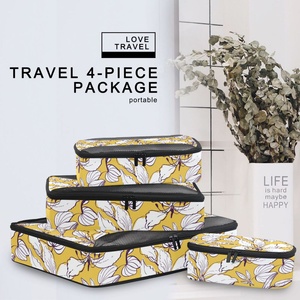 Lot de 4 cubes de compression légers à motif floral, faible MOQ, avec fermeture éclair, pour organiser les bagages - Product Image 6