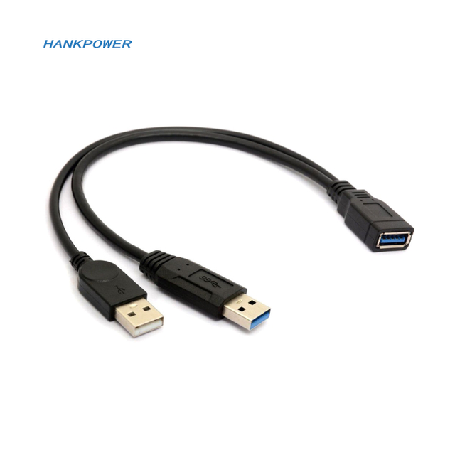 2 in 1 USB 3.0 Cable Dual Power Charge Cables Y Splitter Adapter Male to Female Cable