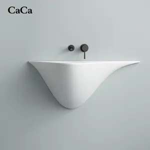 CaCa China High Quality Sanitary Ware Wall Hung Basin Ceramic Porcelain Irregular Small Size Wall Mounted Basin Sink