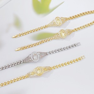 Virgin Mary Geometric Bracelet Gold Plated Copper Hollow Flower <strong>Watch</strong> Chain for Women - Product Image 4