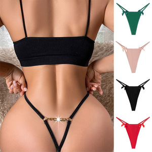 Nouvelle culotte string sexy et respirante pour femme avec nœud et chaîne métallique – Vêtements féminins - Product Image 2