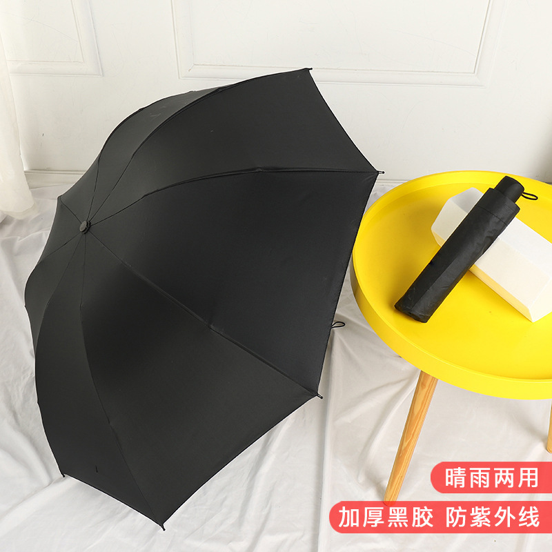 8-ribbed manual oversized black vinyl umbrella - Obsidian Black