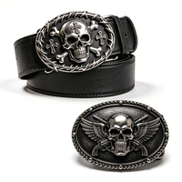 Boucle de ceinture en métal au design squelette punk personnalisé, en laiton massif, style western cowboy, logo gravé, pour la décoration de ceintures pour femmes et hommes
