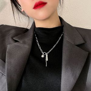 S925 Sterling <b>Silver</b> <b>Choker</b> Necklace Letter Design Hip Hop Style Everyday Wear 45.5Cm Chain Length - Product Image 5
