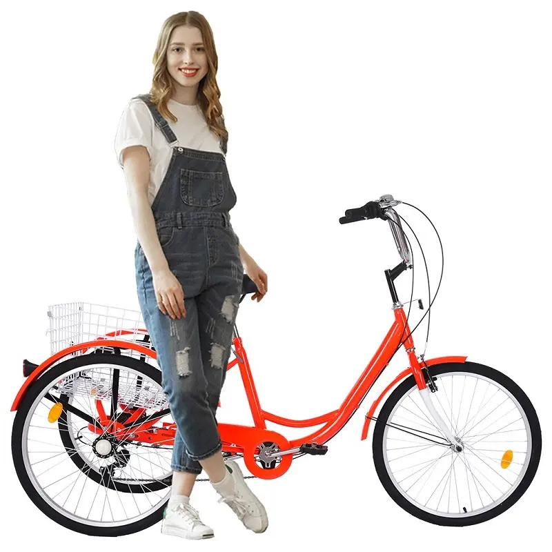 सस्ते वयस्क तिपहिया वयस्क ट्राइक 20 इंच 3 पहिया बाइक के लिए खरीदारी की टोकरी के साथ तीन-पहिएदार साइकिल क्रूज ट्राइक वयस्कों