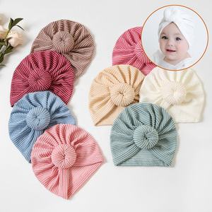 Chapeau Bébé WD-A508 Adorable Bonnet Turban Tricoté Couleur Unie Doux pour Nouveau-né Réglable pour Extérieur Fête Plage - Product Image 1