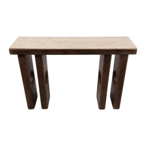 Consolle Rettangolare in Legno Massello di Mango con Piano in Pietra, Pezzo d'Arredo per Ingresso, Soggiorno e Corridoio - Product Image 4