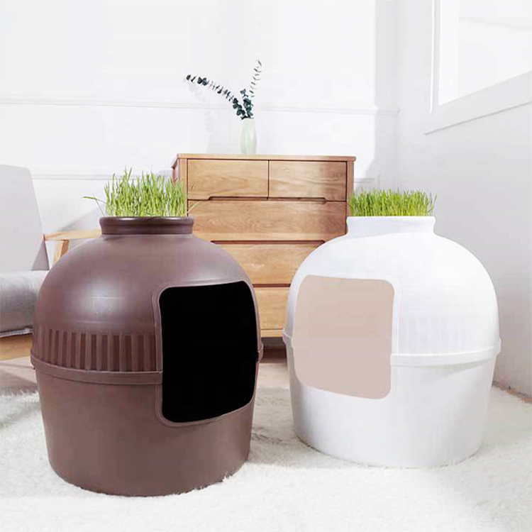 Multifonctionnel Caché biodégradable En Plastique Chat Litière Plateau avec Planter sert Meubles De Chat Nid