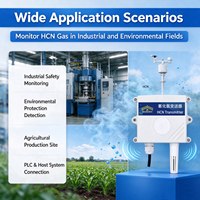 Détecteur de gaz cyanure d'hydrogène (HCN) électrochimique RS485 Modbus RTU 0-100ppm avec température et humidité pour PLC SCADA