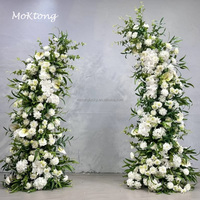 Arche de mariage MoKtong en forme de corne, avec orchidées et roses blanches, toile de fond florale, arche florale artificielle en forme de corne pour la décoration d'événements