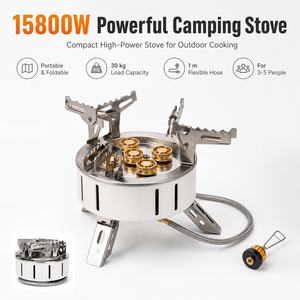 Réchaud de camping au butane portable, brûleur à gaz extérieur coupe-vent pour faire bouillir du thé et cuisiner en pique-nique - Product Image 1