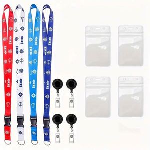 4Pcs/Set Colors 4 Cases Cruise Pattern <b>Lanyard</b> Set Adjustable With Card Supply Accessories - Product Image 3