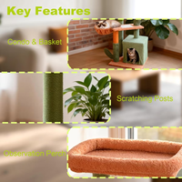 Arbre à chat multi-niveaux, centre d'activités pour chats en peluche avec condo privé, griffoir en sisal, poteau et grand hamac pour chats d'intérieur