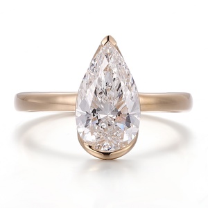 Bague en or massif 18K 14K 10K avec diamant de laboratoire taille poire 3,1 carats, bijoux de mode, nouveau design, fabrication artisanale, bijoux de mariage et de fiançailles pour femmes - Product Image 2