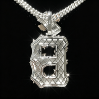 Pendentif Lettre Hip Hop Iced Out en Argent Sterling S925 Moissanite, Collier Personnalisé Initiale et Numéro, Chaîne Maille Cubaine, Vente en Gros OEM