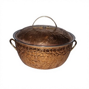 Marmite de service alimentaire en cuivre de créateur Casserole de forme ronde de taille personnalisée du fabricant Home Arts - Product Image 1