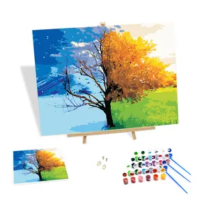 Frameloos Canvas Diy Digitaal Olieverfschilderij Een Boom Van Afwisselende Seizoenen Acrylverf Op Nummer Kit Landschapskunst Decor